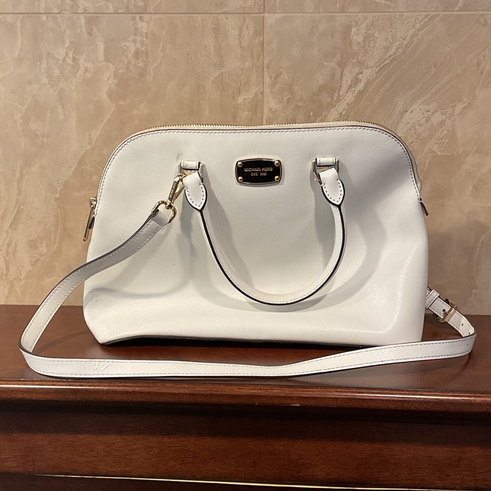 Michael Kors White Satchel with Gold Hardware